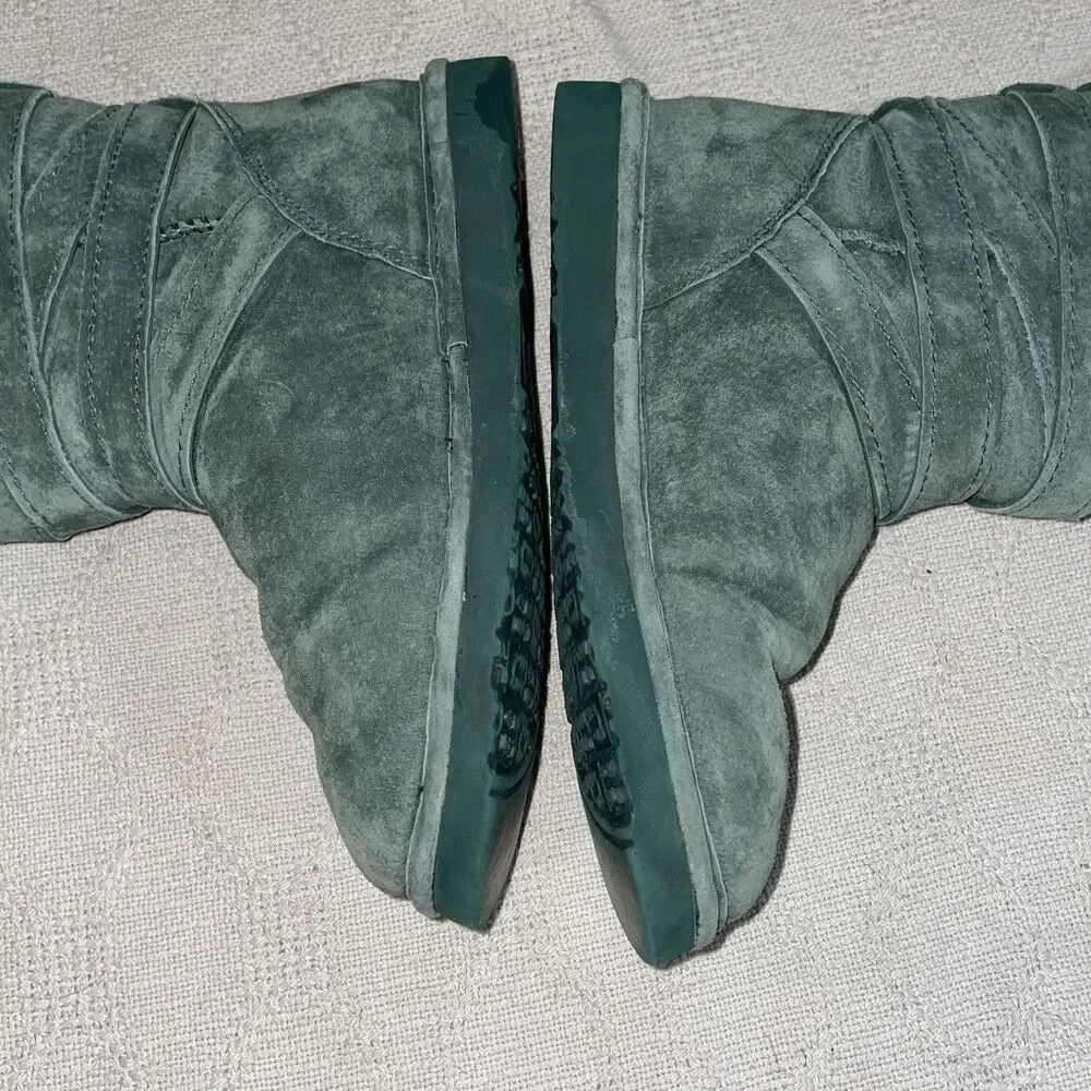 Lamo Women’s Fleece Lined Boots Size 9 M Green Leather Outdoors Comfort Warmth 1